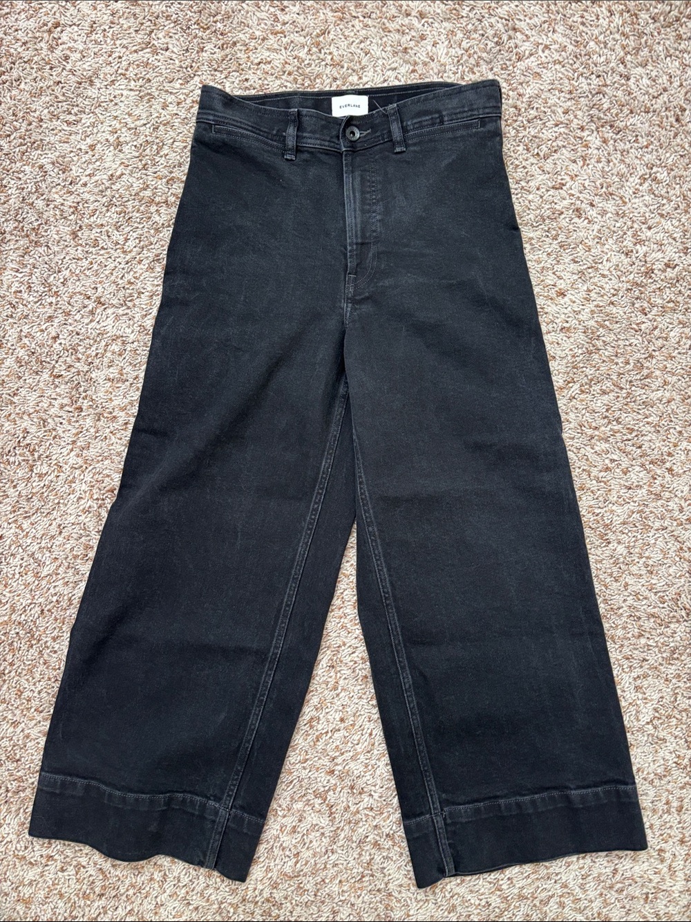 Everlane Charcoal Black Denim sailor wide legs